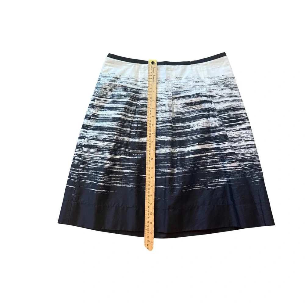 Ann Taylor‎ Petites Skirt 6P Black White Brushstroke A-Line Career Casual